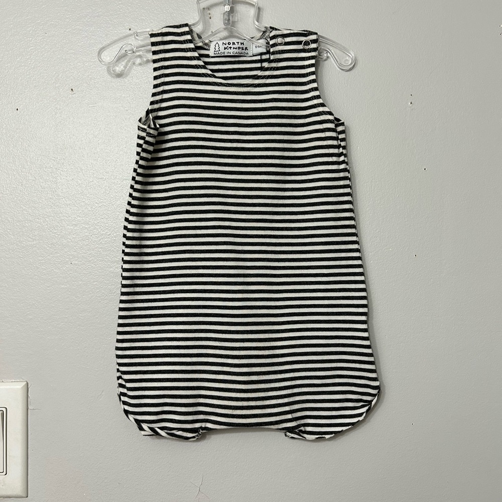 Black and White Striped tank/shortie. Size 6-12m. Canadian Shop.